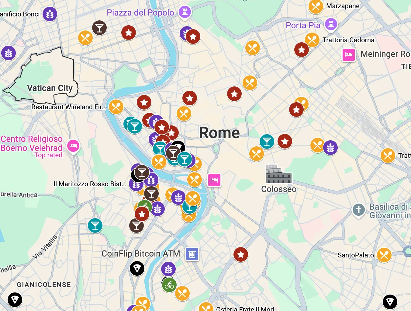 Rome Google Map Pins